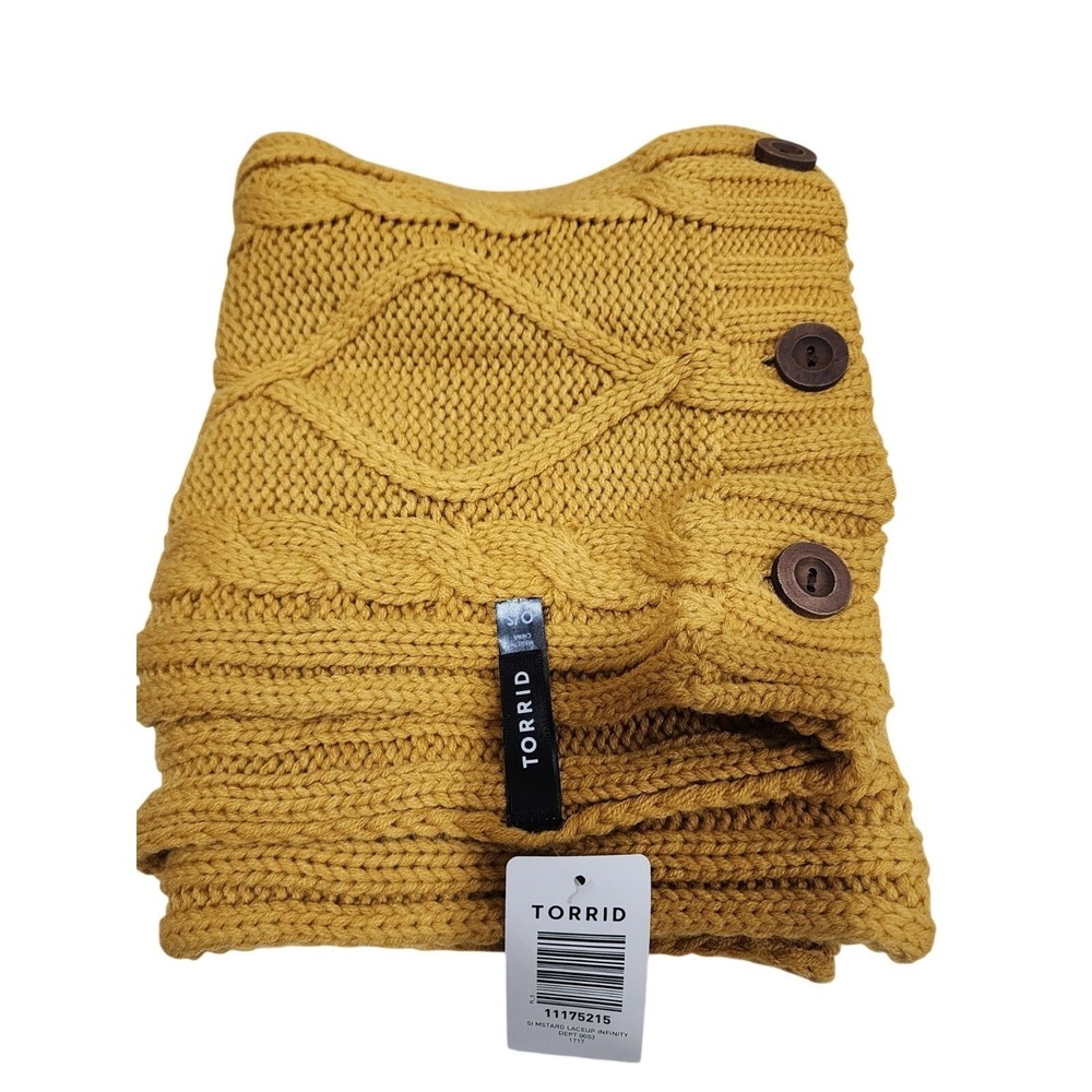 Torrid NWT Mustard Cable Knit Infinity Scarf Cozy Fall Winter Cottagecore Boho